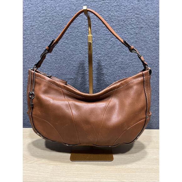 Fossil Brown Leather Hobo Shoulder Bag 13x9 NWOT - Picture 1 of 11